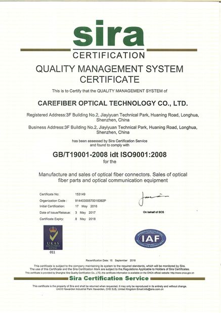 China Carefiber Optical Technology Co., Ltd certification